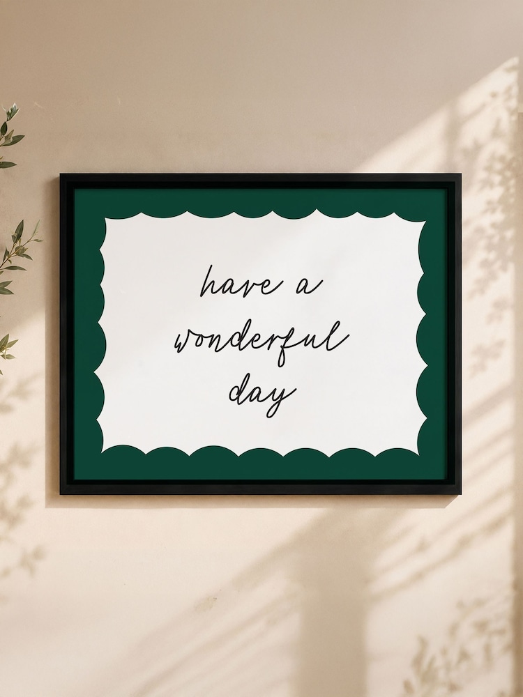 Personalised Green Scallop Trim Black Framed Poster Print by PMC - Image 1 of 5
