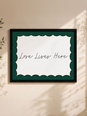 Personalised Green Scallop Trim Black Framed Poster Print by PMC - Image 4 of 5
