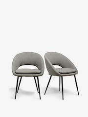 Set of 2 Fine Chenille Mid Grey Hewitt Upholstered Black Leg Dining Chairs - Image 2 of 8