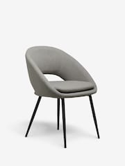 Set of 2 Fine Chenille Mid Grey Hewitt Upholstered Black Leg Dining Chairs - Image 5 of 8