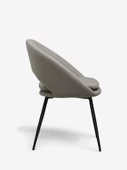 Set of 2 Fine Chenille Mid Grey Hewitt Upholstered Black Leg Dining Chairs - Image 6 of 8