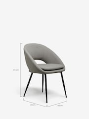 Set of 2 Fine Chenille Mid Grey Hewitt Upholstered Black Leg Dining Chairs - Image 8 of 8
