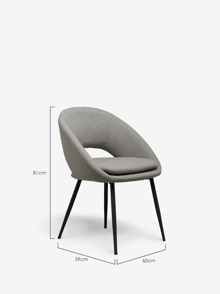 Set of 2 Fine Chenille Mid Grey Hewitt Upholstered Black Leg Dining Chairs - Image 8 of 8