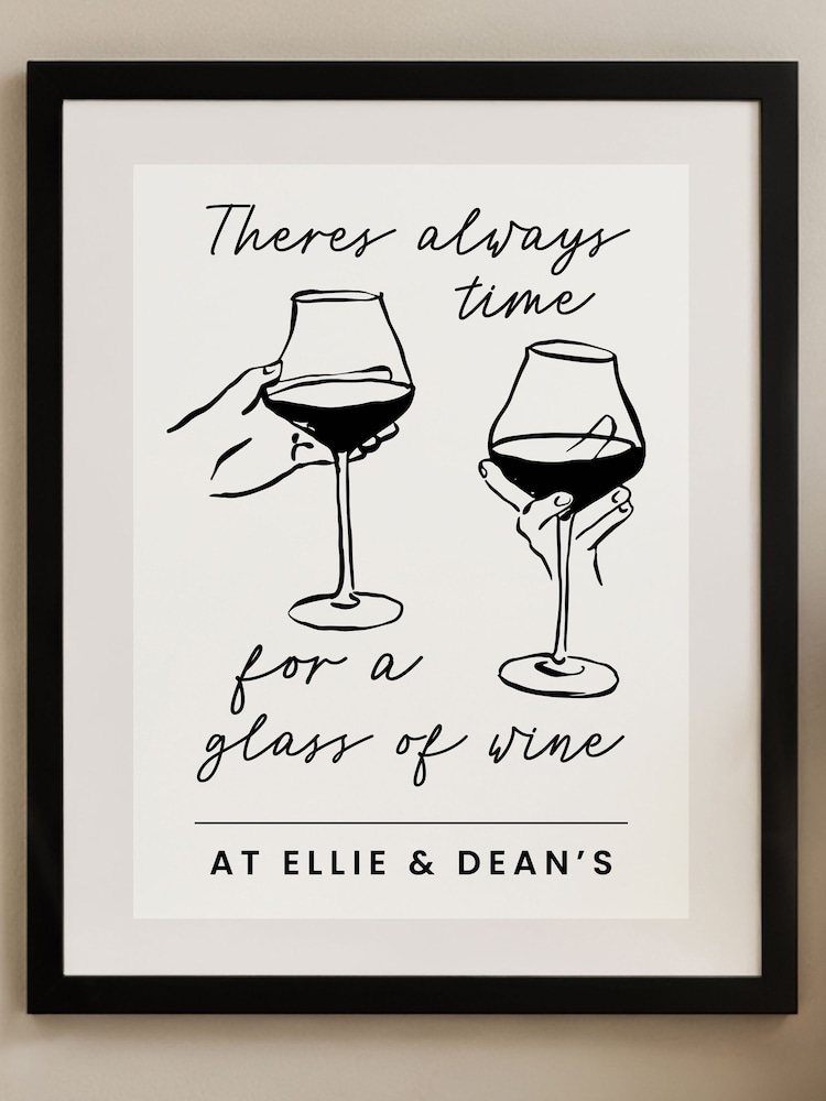Personalised Wine Glasses Black Framed Poster Print by PMC - Image 1 of 4
