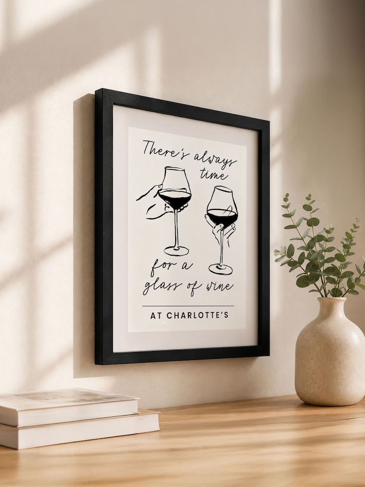 Personalised Wine Glasses Black Framed Poster Print by PMC - Image 2 of 4