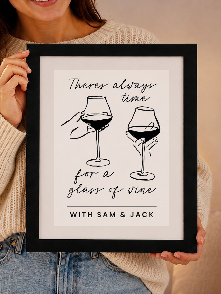 Personalised Wine Glasses Black Framed Poster Print by PMC - Image 4 of 4
