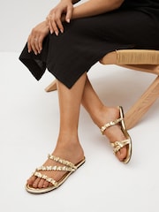 Gold Butterfly Strappy Mules - Image 1 of 7