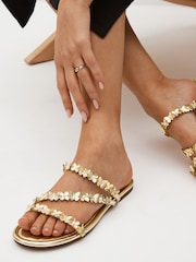 Gold Butterfly Strappy Mules - Image 2 of 7