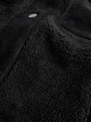 Schwarz - Cordjacke mit Teddyfleece und Taschendetail - Bild 7 von 7