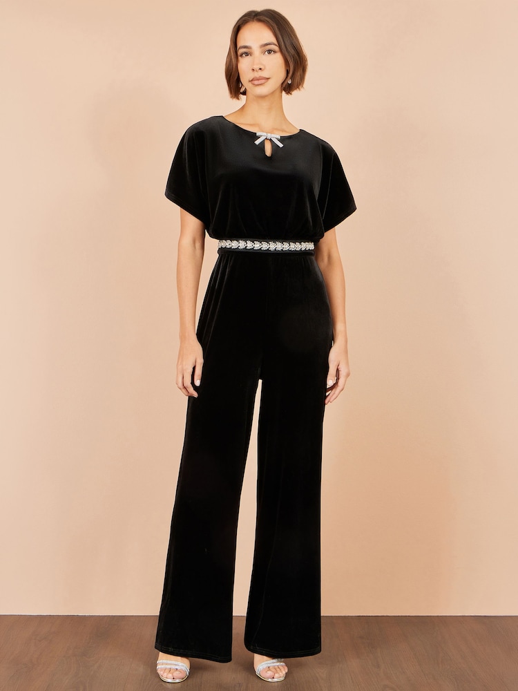 Yumi Velvet Jumpsuit With Embellishment - Image 1 of 4