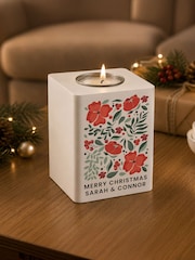 Personalised Poinsettia Wooden Tealight Holder by PMC - Image 2 of 2