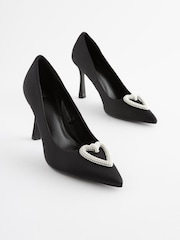 Black Regular/Wide Fit Forever Comfort® Heart Trim Court Shoes - Image 1 of 7