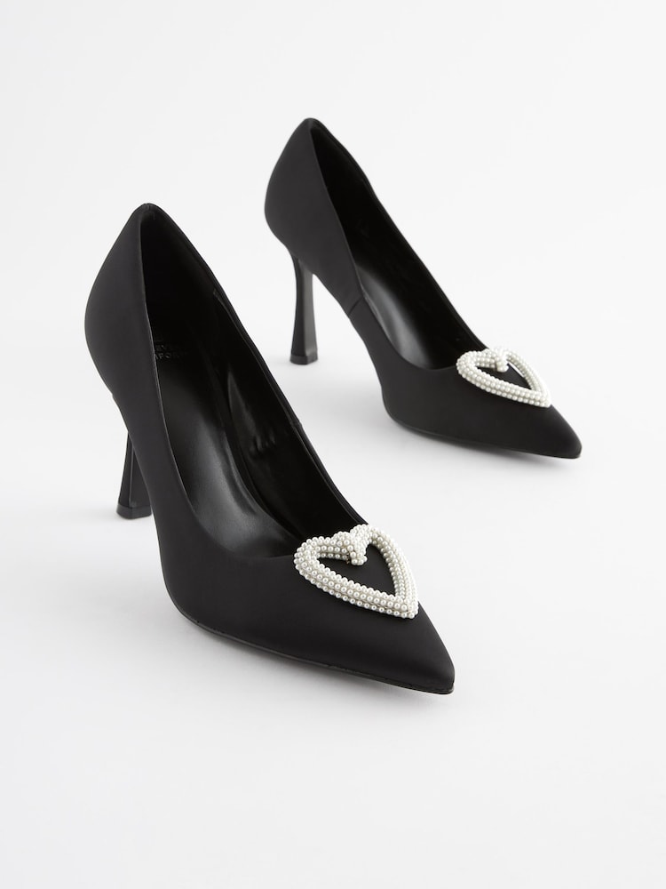 Black Regular/Wide Fit Forever Comfort® Heart Trim Court Shoes - Image 1 of 7