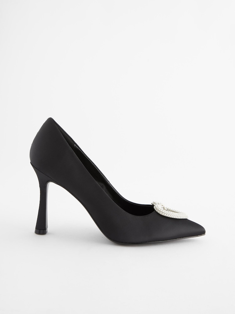 Black Regular/Wide Fit Forever Comfort® Heart Trim Court Shoes - Image 2 of 7