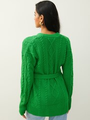 Bright Green Cable Belt Cardigan - Image 3 of 6