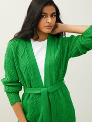 Bright Green Cable Belt Cardigan - Image 4 of 6
