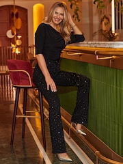 Sosandar Black Sparkling Embellished Kick Flare Jeans - Image 5 of 5