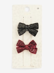 Black/Berry Bow Hair Clip Pack - Image 4 of 5