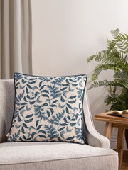 Evans Lichfield Blue Chatsworth Topiary Country Floral Piped Cushion - Image 1 of 5