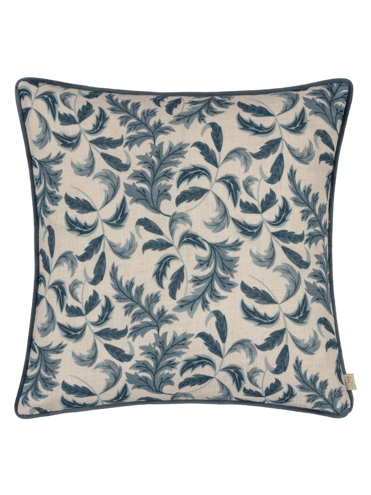 Evans Lichfield Blue Chatsworth Topiary Country Floral Piped Cushion - Image 2 of 5