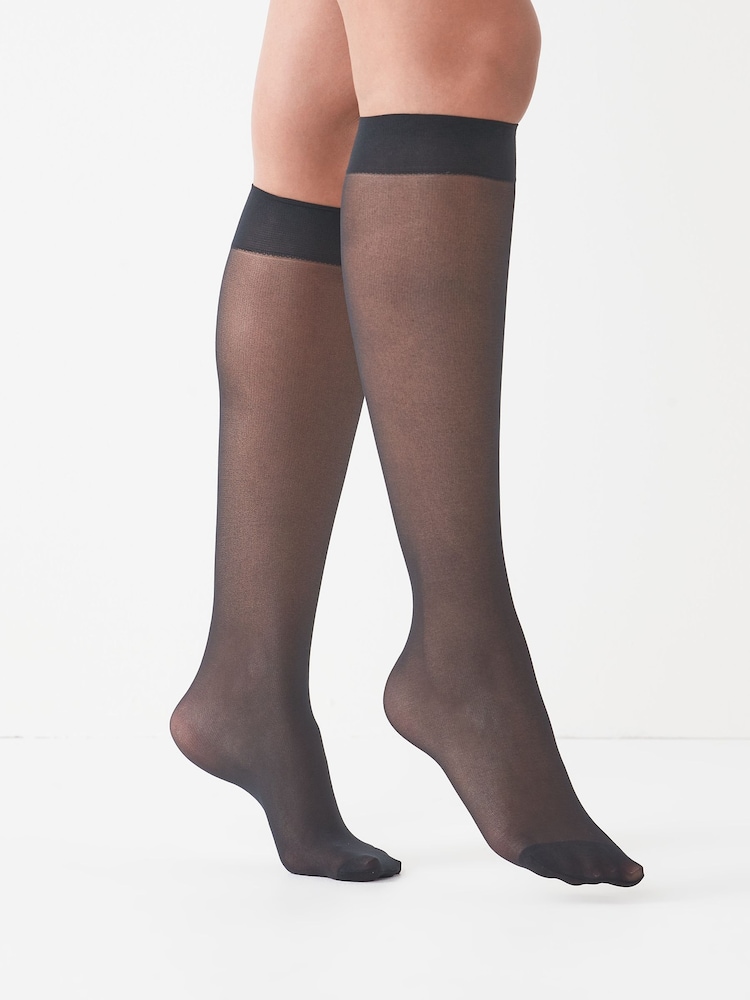 Noir - Chaussettes à hauteur de genou 20 Denier 5 Paquet - Image 1 of 3
