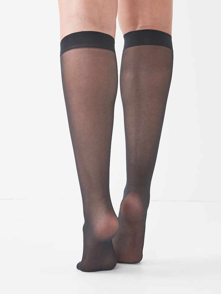 Noir - Chaussettes à hauteur de genou 20 Denier 5 Paquet - Image 2 of 3