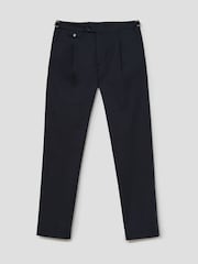 marine - Pantalons ajustés en coton mélangé avec ajusteur latéral Reiss Float - Image 2 de 6