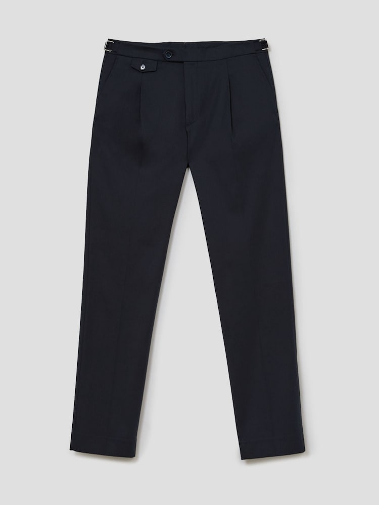 marine - Pantalons ajustés en coton mélangé avec ajusteur latéral Reiss Float - Image 2 de 6