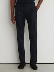 marine - Pantalons ajustés en coton mélangé avec ajusteur latéral Reiss Float - Image 3 de 6