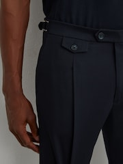 marine - Pantalons ajustés en coton mélangé avec ajusteur latéral Reiss Float - Image 4 de 6