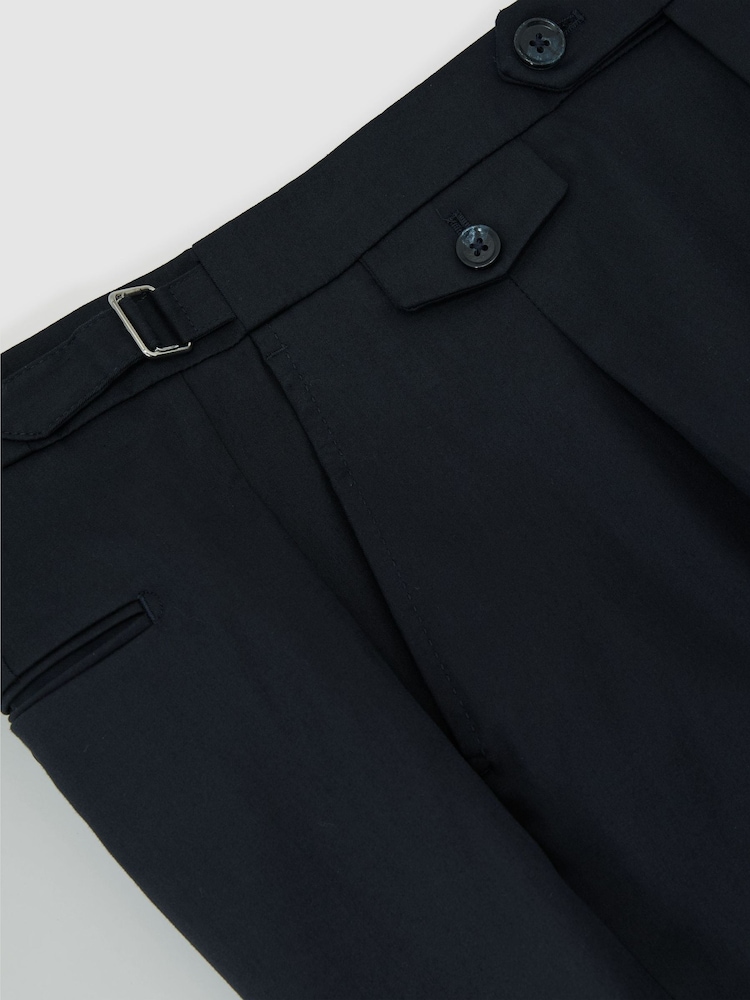 marine - Pantalons ajustés en coton mélangé avec ajusteur latéral Reiss Float - Image 6 de 6