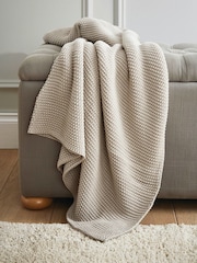 Laura Ashley Natural Parker 100% Cotton Throw - Image 1 of 2