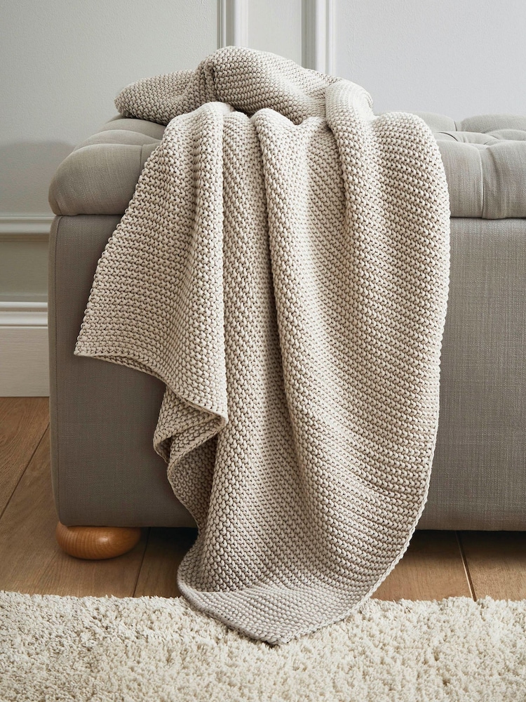 Laura Ashley Natural Parker 100% Cotton Throw - Image 1 of 2