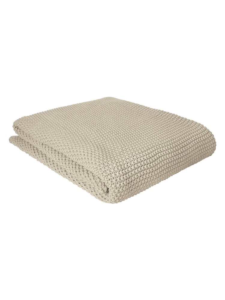 Laura Ashley Natural Parker 100% Cotton Throw - Image 2 of 2