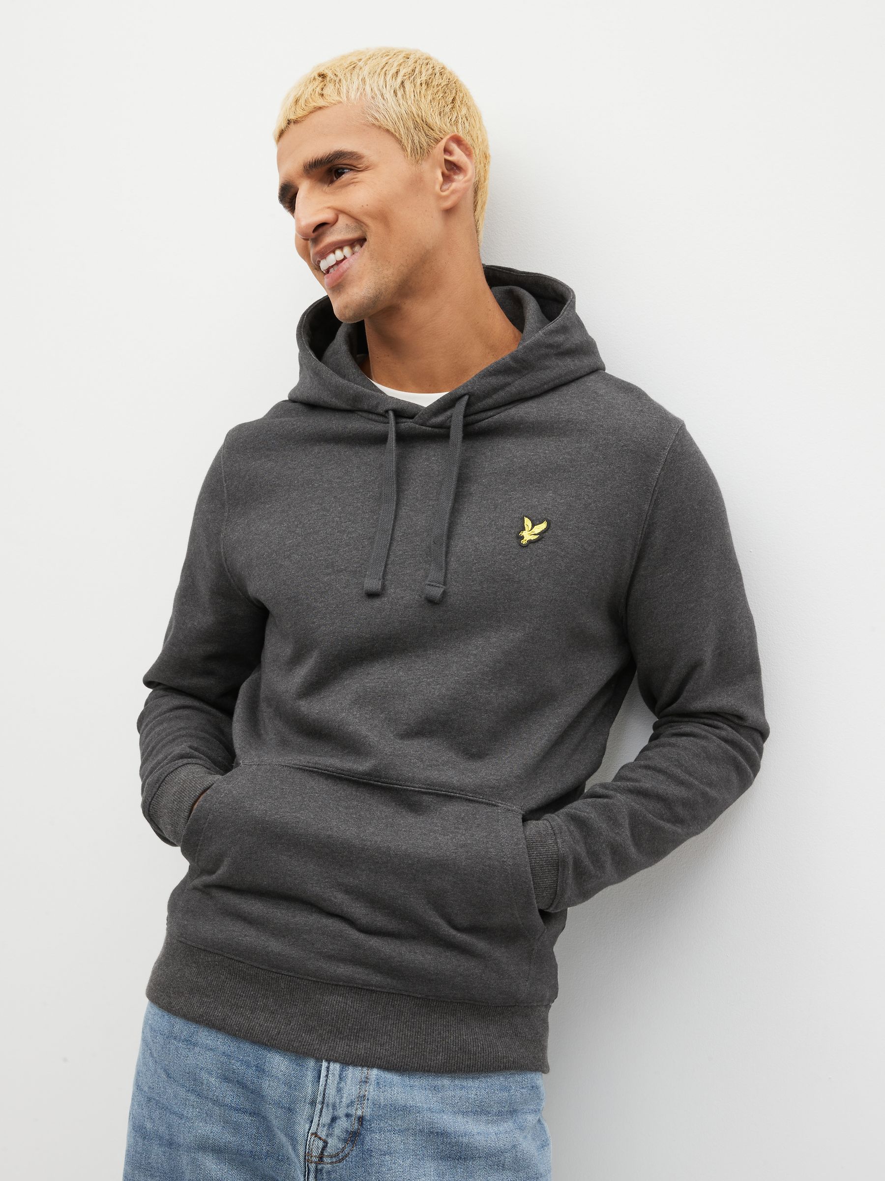 Buy Lyle Scott Charcoal Marl 100 Cotton Pullover Hoodie from Next Luxembourg