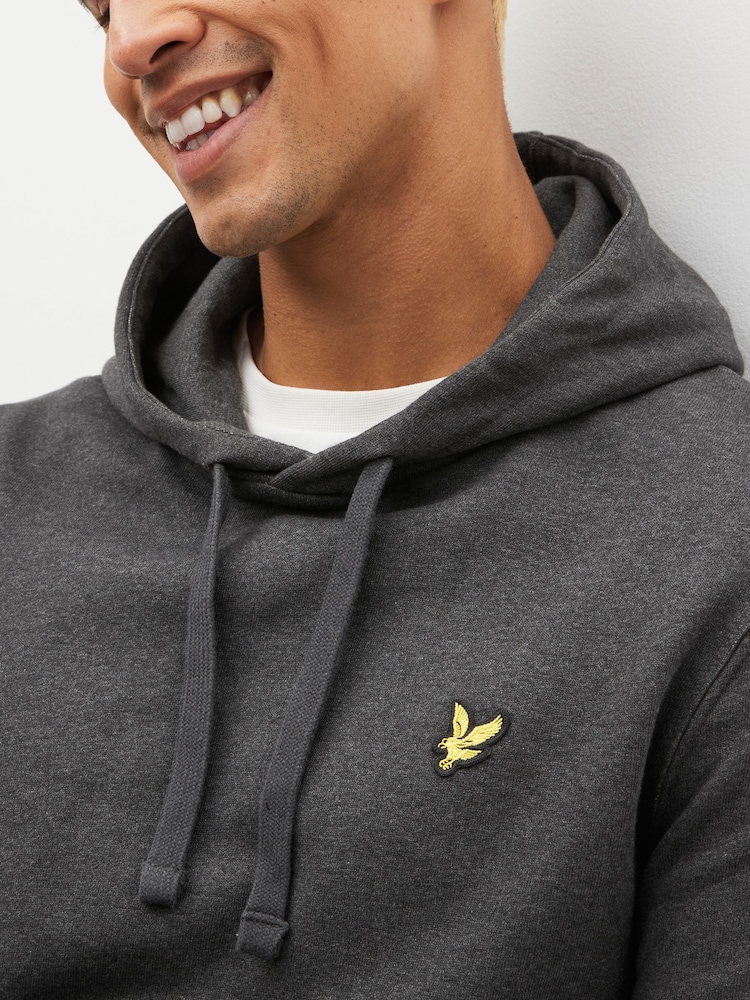 Lyle & Scott Charcoal Marl Cotton Pullover Hoodie - Image 4 of 8
