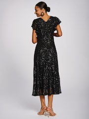 Jolie Moi Black Sequin V-Neck Fit & Flare Maxi Dress - Image 2 of 6