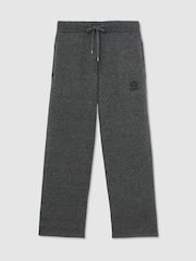 Reiss Charcoal Grey Blake Monogram Wool Relaxed-Fit Knitted Joggers - Image 2 of 7