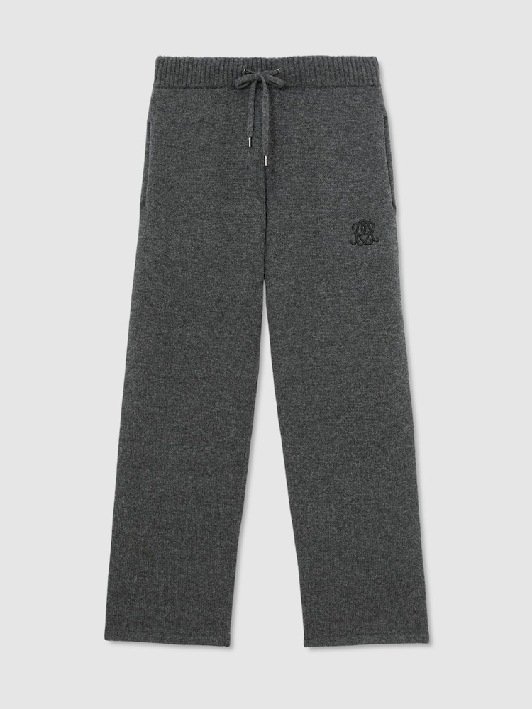 Reiss Charcoal Grey Blake Monogram Wool Relaxed-Fit Knitted Joggers - Image 2 of 7 Reiss Charcoal Grey Blake Monogram Wool Relaxed-Fit Knitted Joggers - Image 2 of 7
