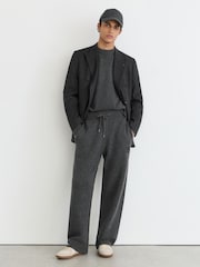 Reiss Charcoal Grey Blake Monogram Wool Relaxed-Fit Knitted Joggers - Image 4 of 7