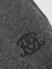 Reiss Charcoal Grey Blake Monogram Wool Relaxed-Fit Knitted Joggers - Image 7 of 7