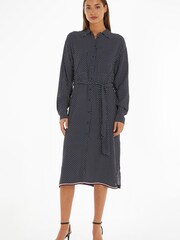 Tommy Hilfiger Blue Polkadot Midi Shirt Dress - Image 1 of 6