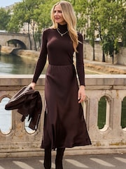 Sosandar Brown Roll Neck Button Cuff Jumper - Image 5 of 5