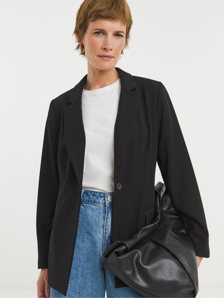 JD Williams Black Tailored Single Brested Blazer - Image 1 of 4 JD Williams Black Tailored Single Brested Blazer - Image 1 of 4
