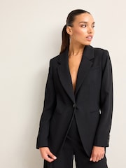 Black Tailored Crepe Single Breasted Blazer - Image 1 of 5
