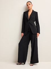 Black Tailored Crepe Single Breasted Blazer - Image 2 of 5