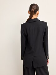 Black Tailored Crepe Single Breasted Blazer - Image 3 of 5