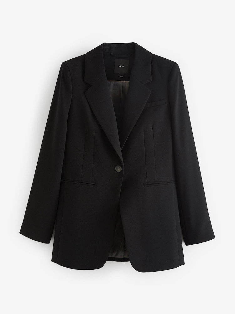 Black Tailored Crepe Single Breasted Blazer - Image 5 of 5