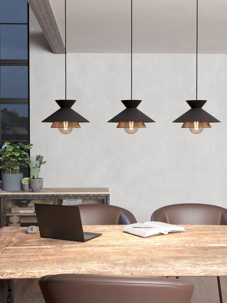 Eglo Black Grizedale 3 Pendant Ceiling Light - Image 1 of 4