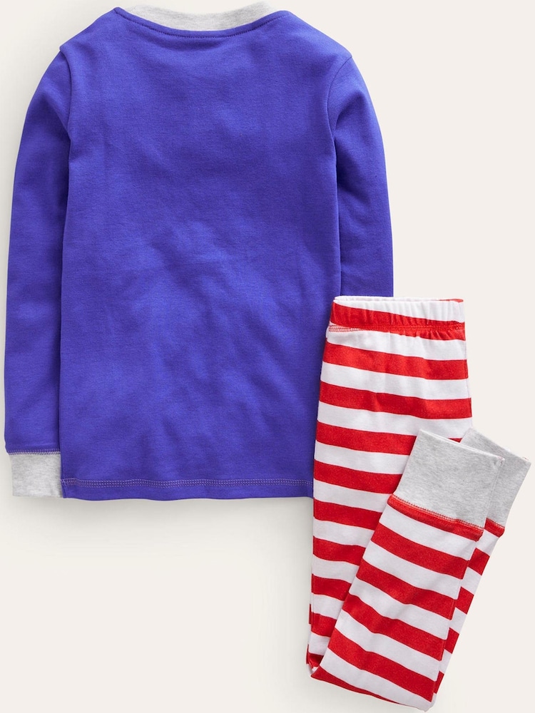 Boden Blue Logo Glow-In-The-Dark Christmas Pyjamas - Image 2 of 3